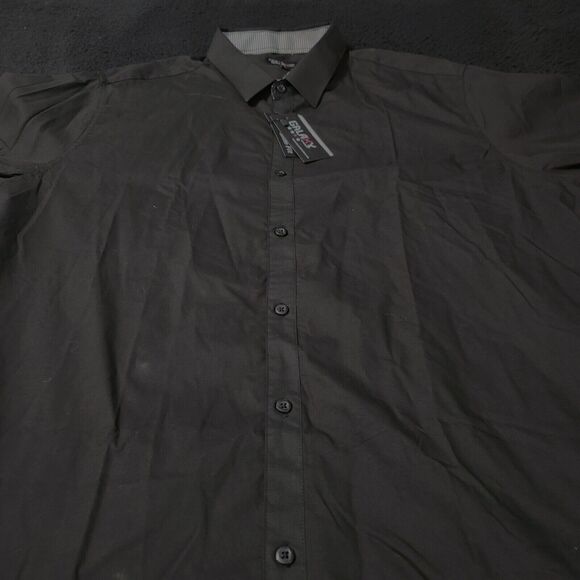 NWT Galaxy Mens Button Up Shirt Black Size 2XL Short Sleeve Black Slim Fit Point - Picture 12 of 12